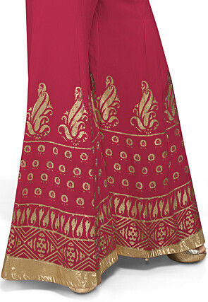 Foil Printed Georgette Palazzo in Magenta