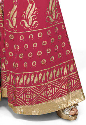 Foil Printed Georgette Palazzo in Magenta
