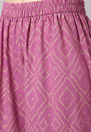 Foil Printed Pure Cotton Pakistani Suit in Purple