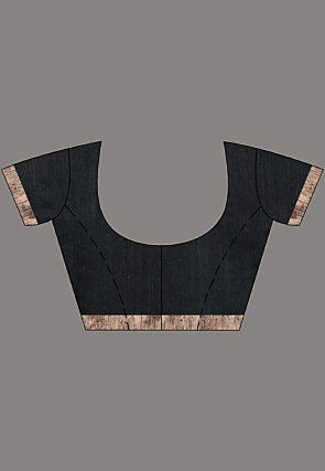 Foil Printed Pure Silk Saree in Black