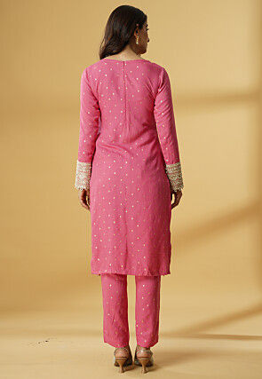 Foil Printed Rayon Pakistani Suit in Light Pink