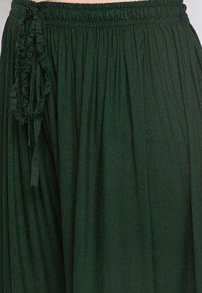 Foil Printed Rayon Sharara in Dark Green