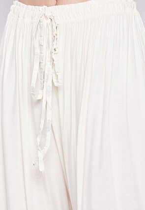 Foil Printed Rayon Sharara in Off White