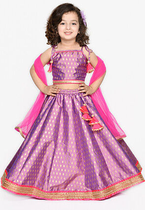 Dusky rose and mInt brocade lehenga set for Kids available only at Pernia's  Pop Up Shop. 2024