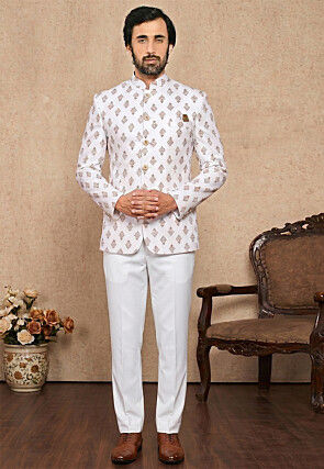 white party dress for men Off-White Formal Blazer it looks very stylish and luxury White - Party - Ethnic