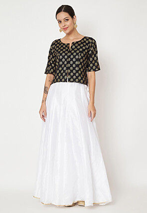 Foil Printed Viscose Rayon Blouse in Black