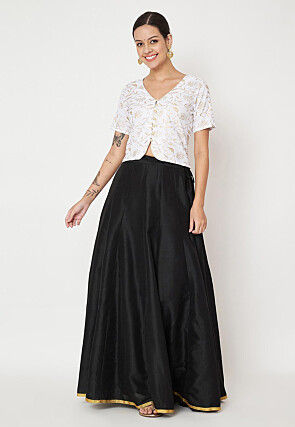 Foil Printed Viscose Rayon Blouse in White