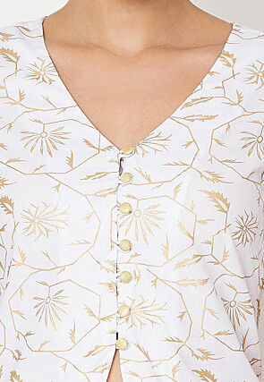 Foil Printed Viscose Rayon Blouse in White