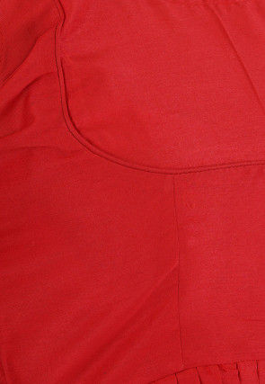 Frilled Cotton Silk Blouse in Red