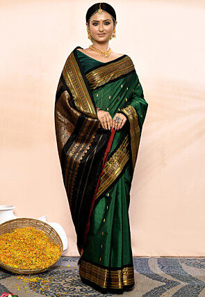 Gadwal Pure Silk Cotton Handloom Saree in Green