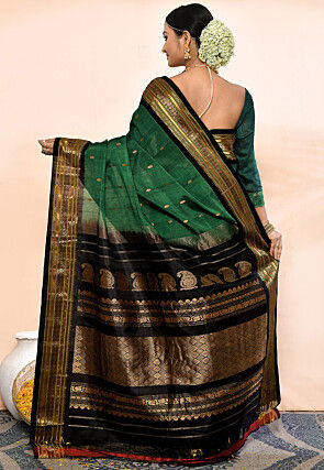 Gadwal Pure Silk Cotton Handloom Saree in Green