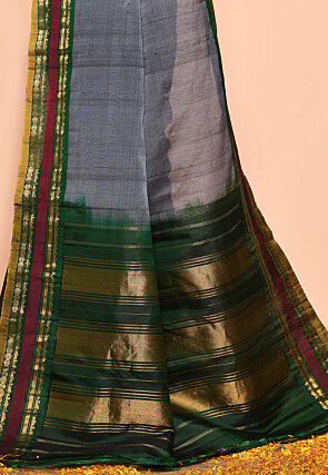 Gadwal Pure Silk Cotton Handloom Saree in Grey