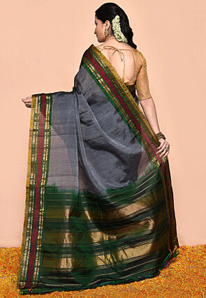 Gadwal Pure Silk Cotton Handloom Saree in Grey