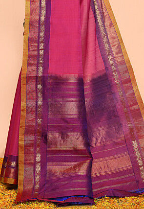 Gadwal Pure Silk Cotton Handloom Saree in Magenta