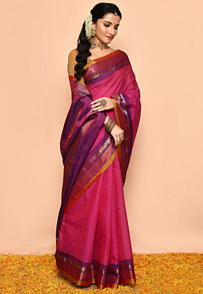 Gadwal Pure Silk Cotton Handloom Saree in Magenta