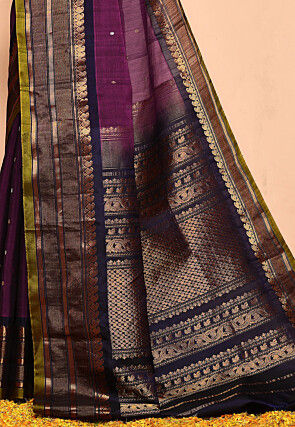 Gadwal Pure Silk Cotton Handloom Saree in Wine
