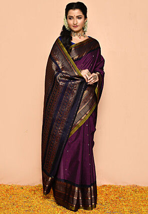 Gadwal Pure Silk Cotton Handloom Saree in Wine