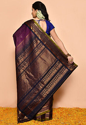 Gadwal Pure Silk Cotton Handloom Saree in Wine