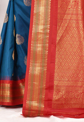 Gadwal Pure Silk Handloom Saree in Dark Blue