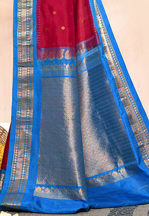Gadwal Pure Silk Handloom Saree in Dark Pink