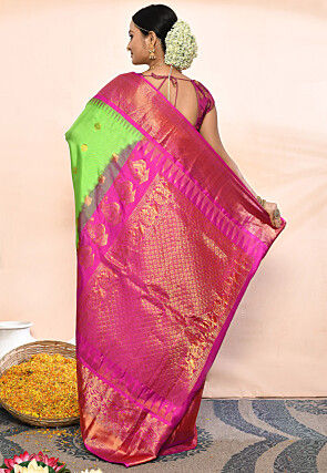 Gadwal Pure Silk Handloom Saree in Light Green