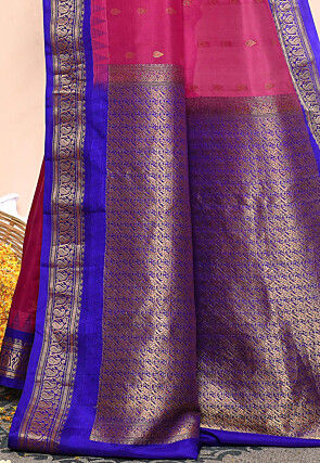 Gadwal Pure Silk Handloom Saree in Magenta