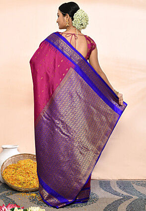 Gadwal Pure Silk Handloom Saree in Magenta