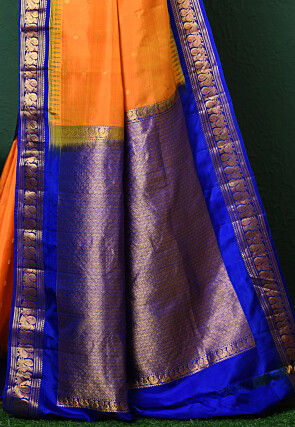 Gadwal Pure Silk Handloom Saree in Orange