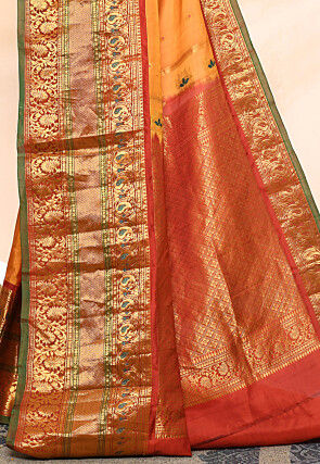 Gadwal Pure Silk Handloom Saree in Orange