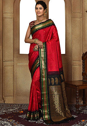 Gadwal Pure Silk Handloom Saree in Red