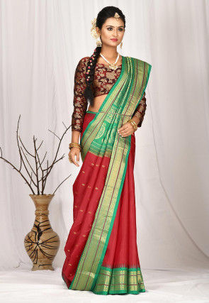 Gadwal Pure Silk Handloom Saree in Red