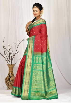 Gadwal Pure Silk Handloom Saree in Red