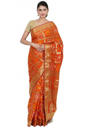 Gharchola Art Silk Saree in Orange