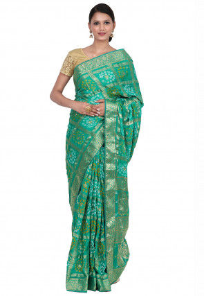 Gharchola Art Silk Saree in Teal Green