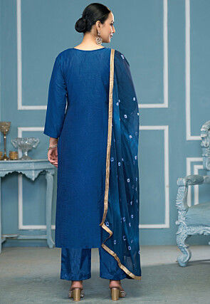 Gharchola Cotton Pakistani Suit in Blue