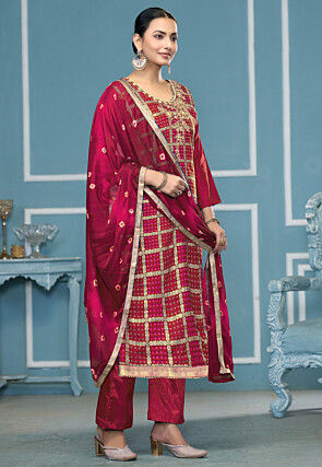 Gharchola Cotton Pakistani Suit in Pink