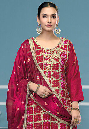 Gharchola Cotton Pakistani Suit in Pink