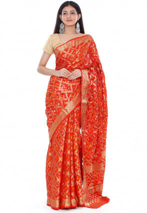 Gharchola Silk Saree in Orange