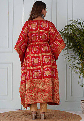 Ghatchola Art Silk Kaftan in Red