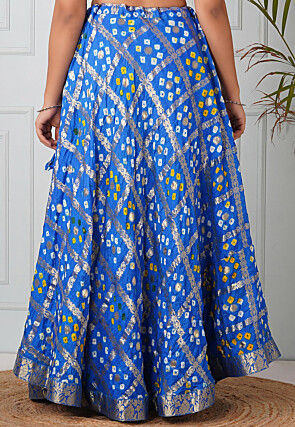 Ghatchola Art Silk Skirt in Royal Blue