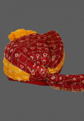 Ghatchola Art Silk Kids Turban in Maroon and Mustard