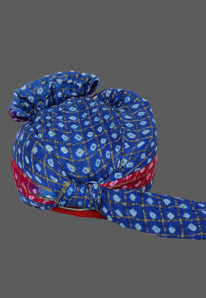 Ghatchola Art Silk Kids Turban in Royal Blue and Red