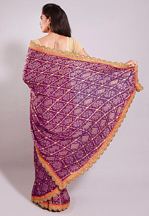 Ghatchola Bandhej Printed Crepe Saree in Magenta