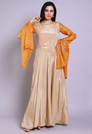 Ghatchola Chinon Crepe Gown in Beige
