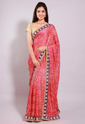 Ghatchola Crepe Saree in Pink