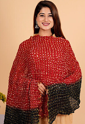 Ghatchola Dupatta in Red and Black