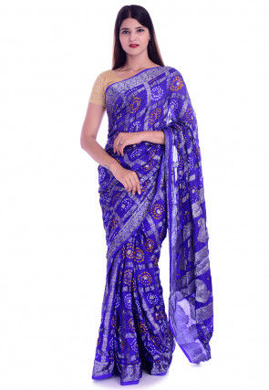 Ghatchola Silk Saree in Indigo Blue