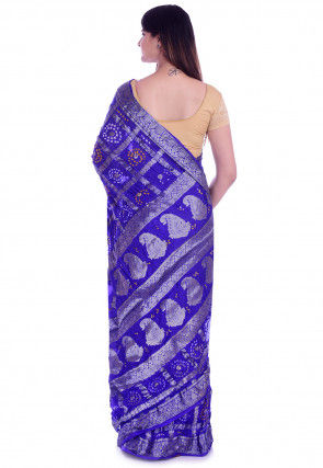 Ghatchola Silk Saree in Indigo Blue