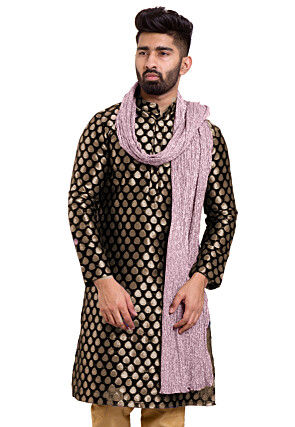 Glittered Crushed Tissue Men Stole in Baby Pink