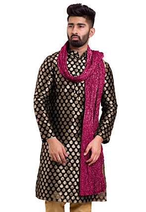 Glittered Crushed Tissue Men Stole in Fuchsia